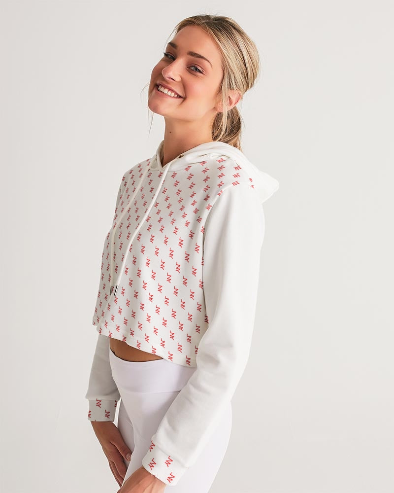 LNY Red Monogram Women's Cropped Hoodie