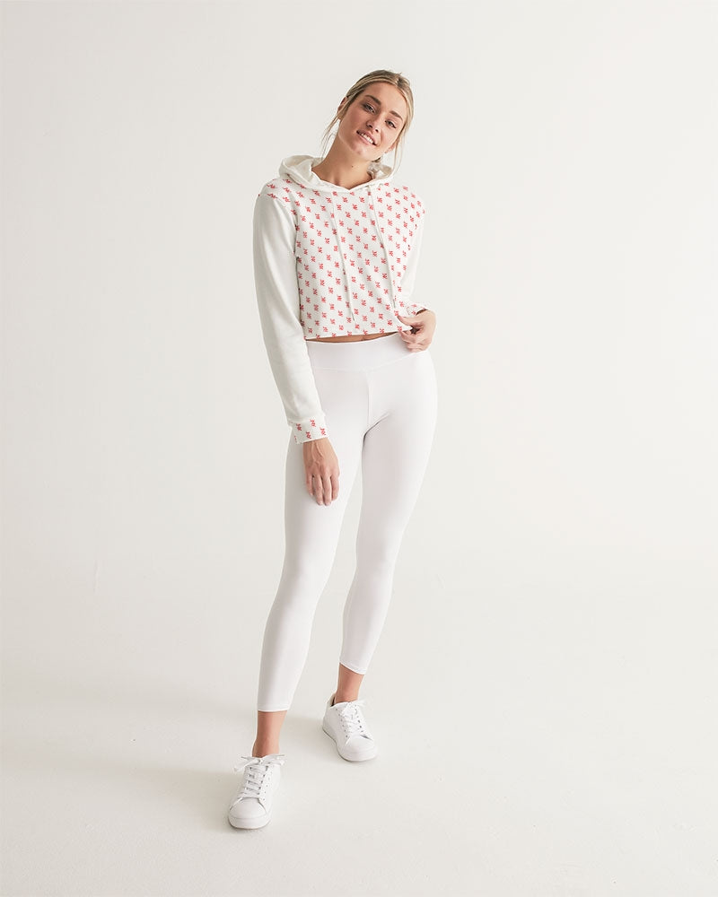 LNY Red Monogram Women's Cropped Hoodie