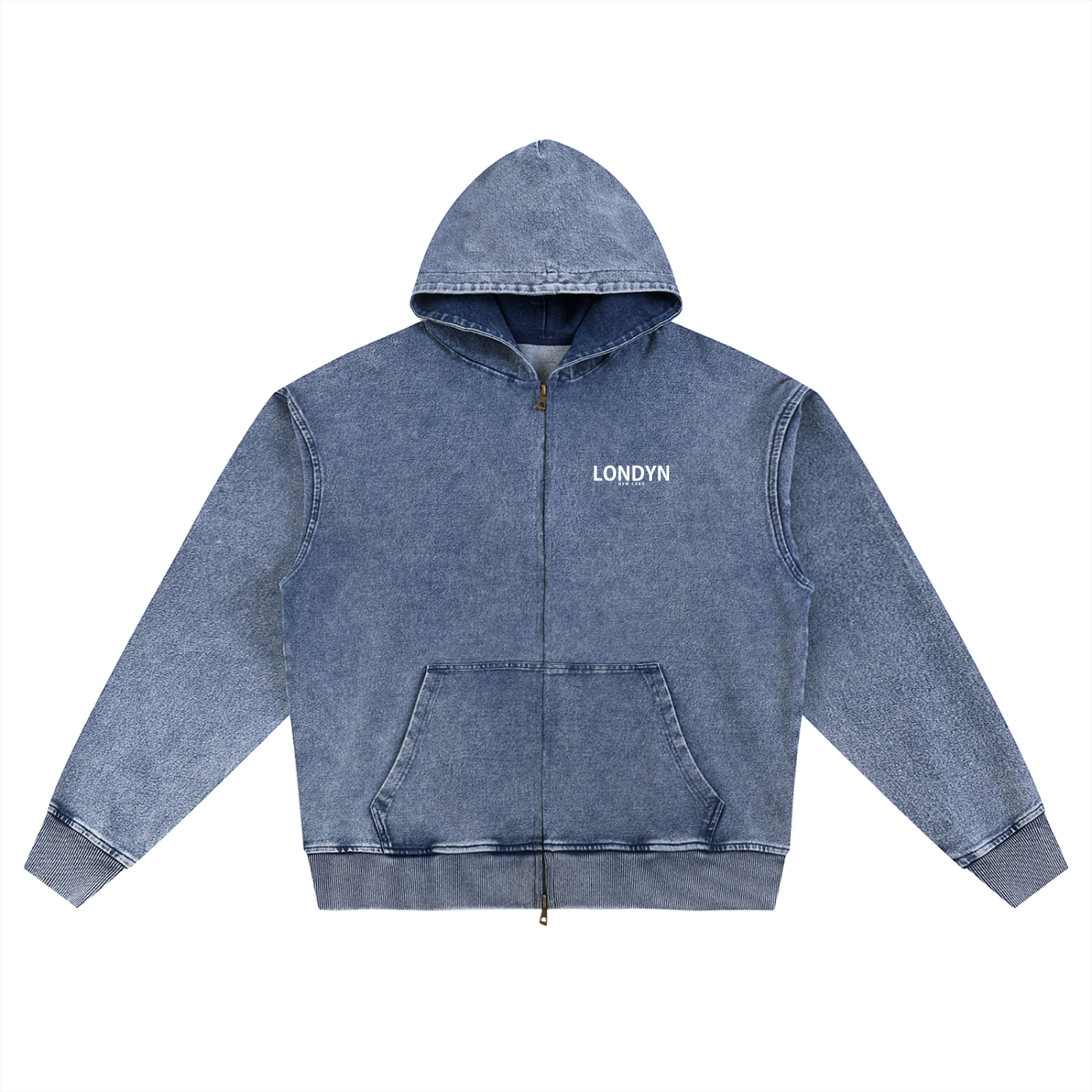 LNY Stone Cold Snow Washed Oversized Zip-Up Hoodie
