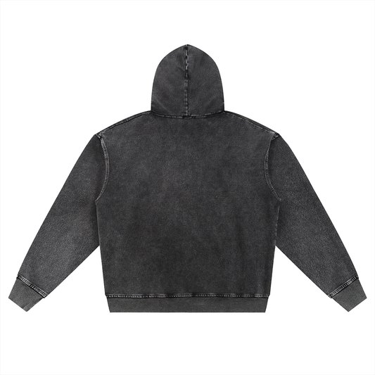 LNY Stone Cold Snow Washed Oversized Zip-Up Hoodie